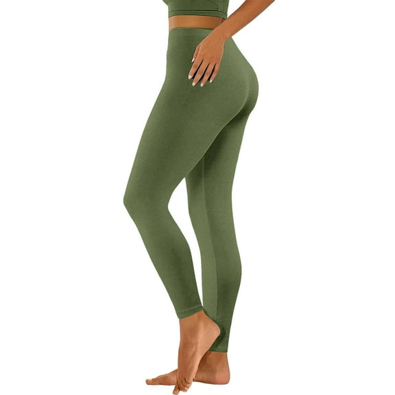 Prolriy Women's Pants, Womens Daily Solid Yoga Pants Elastic Mid Waist Workout Pants Casual Sport Trousers Leggings Leggings for Women Mint Green M