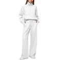 thumbnail image 1 of Prolriy Womens 2 Piece Outfits Women's Comfortable Casual Daily Solid Color Pants Spring and Autumn Set Womens Tops and Pants Outfits White L, 1 of 5