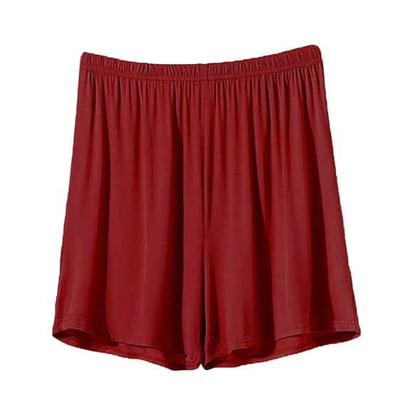 Prolriy Womens Boxer Shorts, Summer Women's Large Sized High Waisted Loose and Wide Leg Casual Shorts Women's Shorts Wine XXXXL