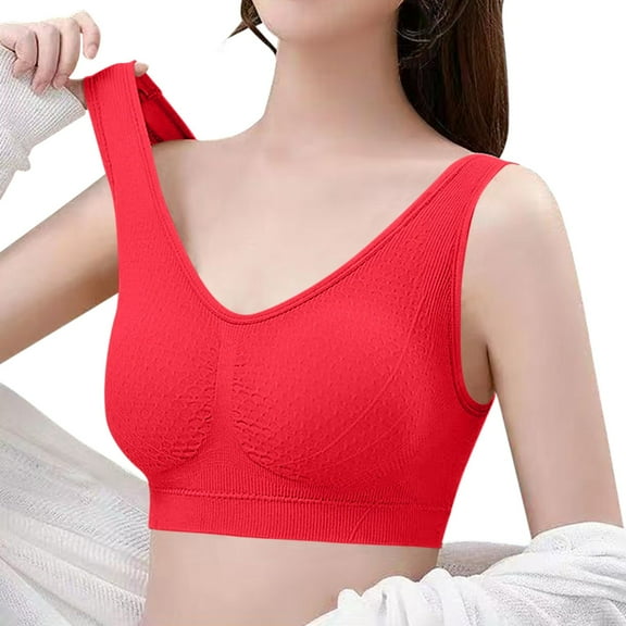 Prolriy Womens Bras Womens Beauty Back Underwear Wireless Bra Thin Sports Bra, Bras for Women Red M