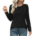 thumbnail image 1 of Prolriy Womens Shirts, Womens Long Sleeve Shirts Casual Fall Fashion Crewneck Tops Loose Fit Lightweight Womens Tops Black L, 1 of 5