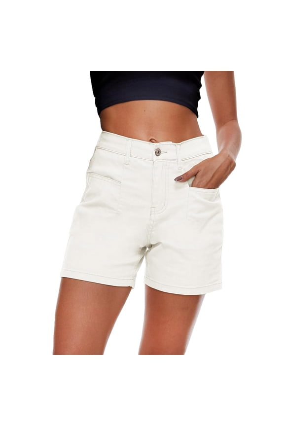 Womens Shorts Casual Women Denim Shorts Cut Off Mid Jean Shorts Bermuda Shorts for Women Cargo Shorts Women White XXL