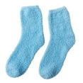 thumbnail image 1 of Prolriy Womens Socks, Fuzzy Socks Soft Winter Cozy Slipper Socks Cute Plush Warm Home Sleep Socks for Christmas 2 Pairs Winter Socks for Women Blue, 1 of 4