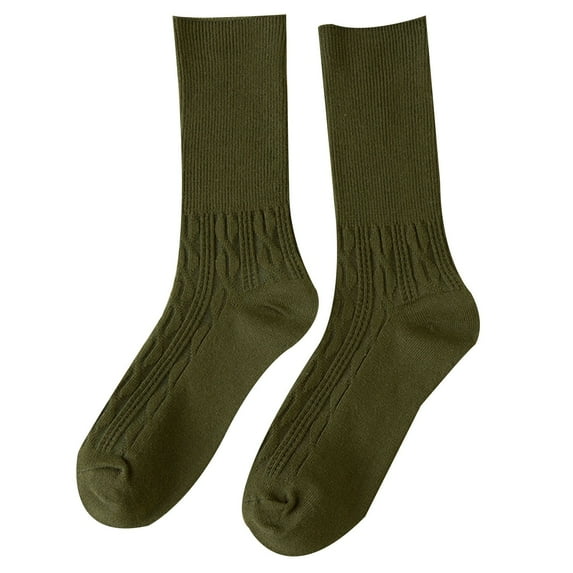 Prolriy Womens Socks, Solid Color Stacked Socks Wind Loose Tube Cotton Socks Fashion Lady Socks Winter Socks for Women Army Green