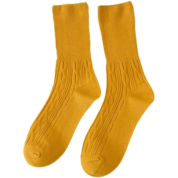 Prolriy Womens Socks, Solid Color Stacked Socks Wind Loose Tube Cotton Socks Fashion Lady Socks Winter Socks for Women Yellow