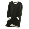 thumbnail image 1 of Prolriy Womens Thermal Tops Women Thick Fleece Sweatshirt Winter Velvet Warm V-Neck Underwear Top Womens Long Sleeve Tops Womens Tops Black L, 1 of 3