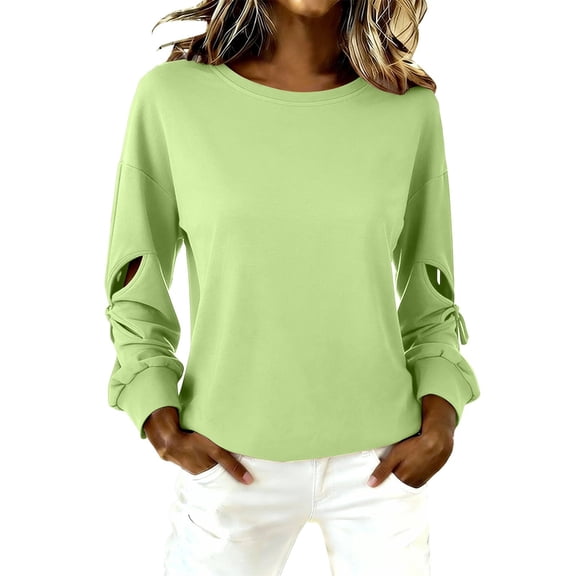 Prolriy Womens Tops, Women's Trendy Oversized Crewneck Sweatshirt in Fleece, Casual Comfy Pullover Shirts for Women Green XXXL