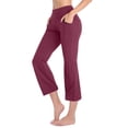 thumbnail image 1 of Prolriy Yoga Pants Women Wide Fitness Pants Flare Yoga with Pocket Women High Trousers Waist Straight for Yoga Trousers Sports Leg Flared Leggings Yoga Pants Women's Pants Red XL, 1 of 6