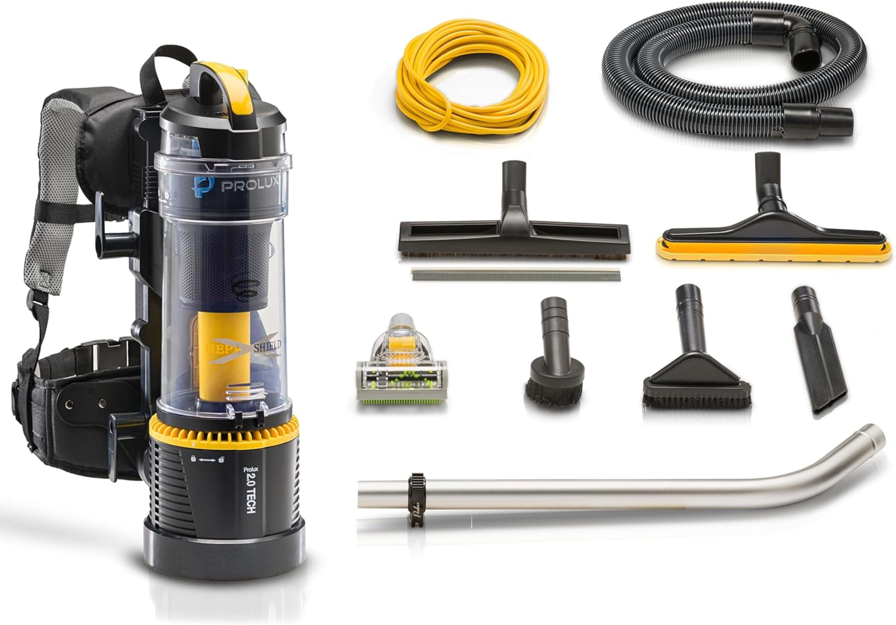 Prolux 2.0 Black Aluminum Bagless Backpack Vacuum with HEPA Filter