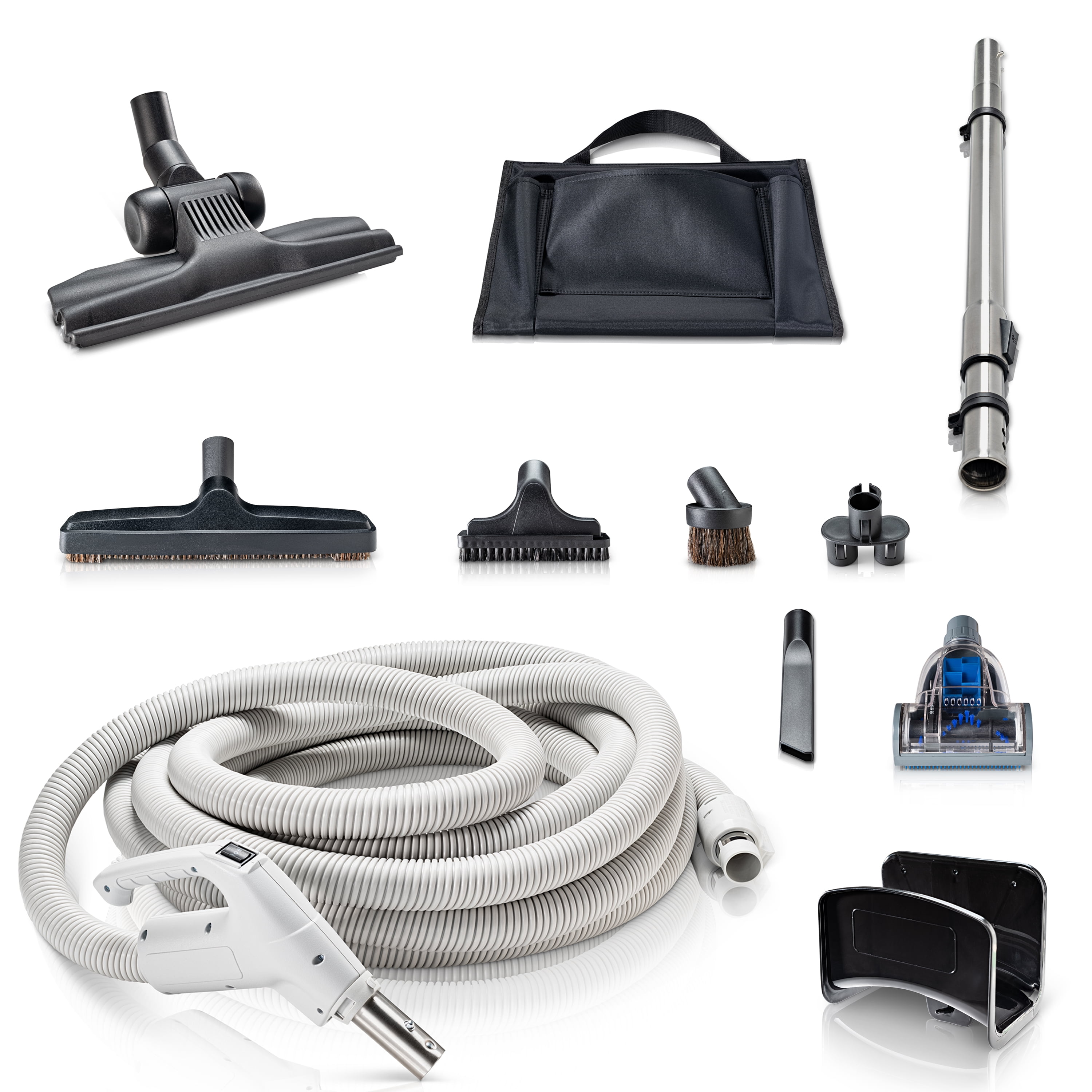 Prolux Premium 35 ft Universal Central Vacuum Hose Kit with Vessel Perk  Power Nozzle - Includes Upholstery Brush, Pet Brush, and More in the Vacuum  Attachment Kits department at
