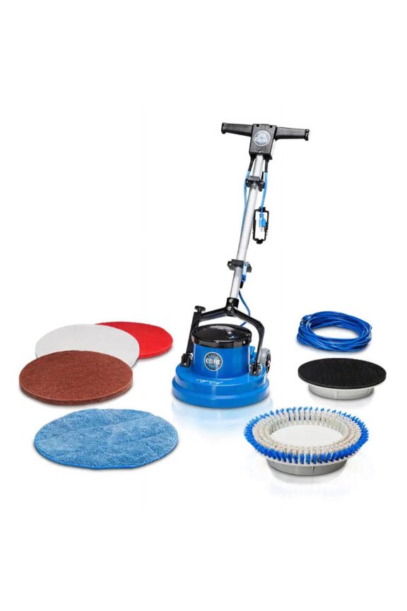 Core 15 in. Loaded Commercial Light Hand-Driven Floor Buffer Scrubber