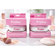 Prolux Cosmetics Matte Setting Powder Translucent with Powder Puff, Shine Control, Smooth Finish, 2 Pack