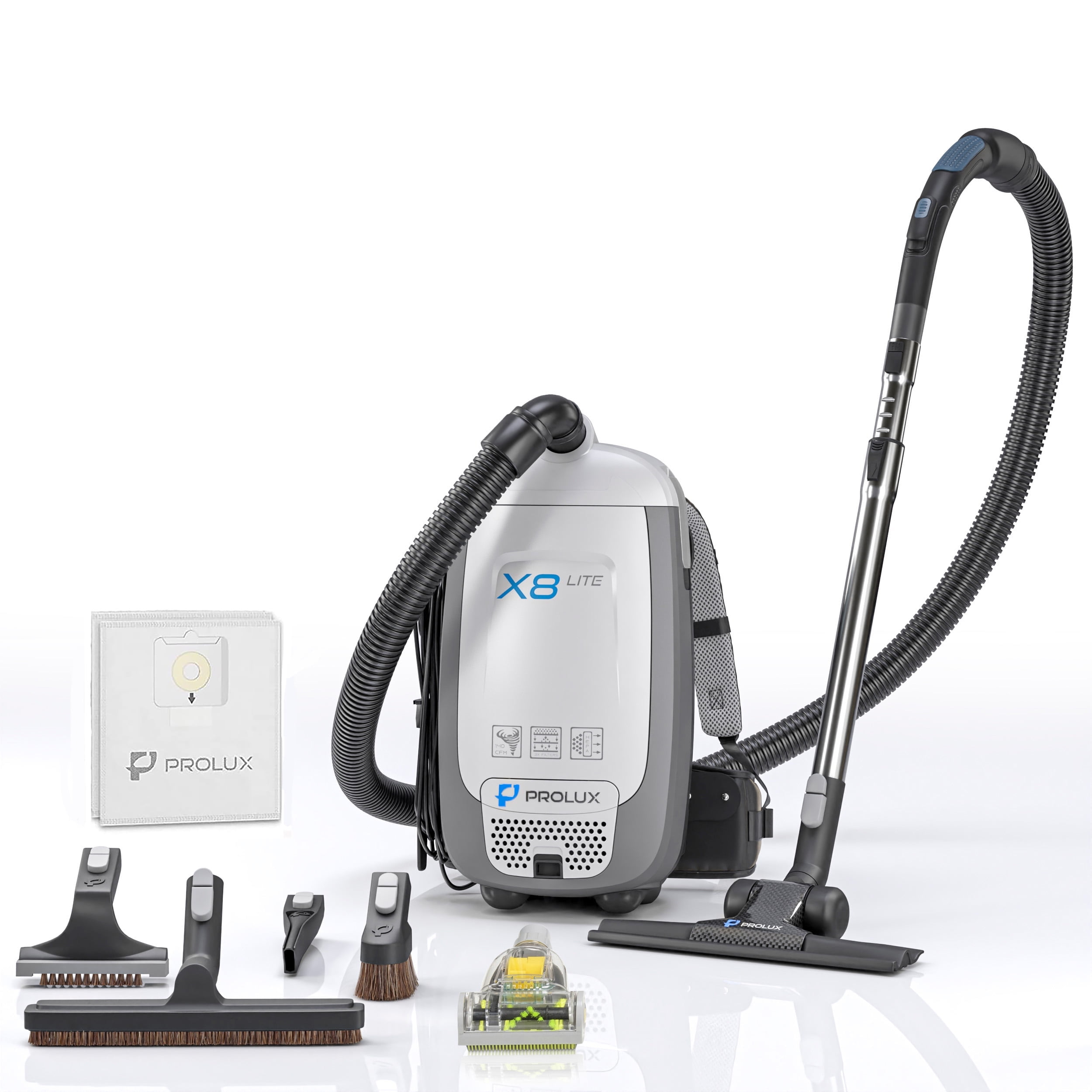 Prolux X8 Lite Gray Backpack Canister Vacuum with HEPA Filter