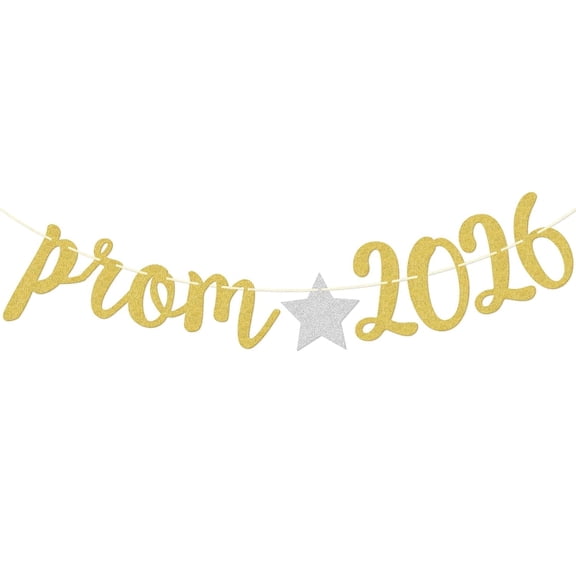 Prom 2023 Banner, Graduation Banner, Prom Party Decorations, Gold Glitter