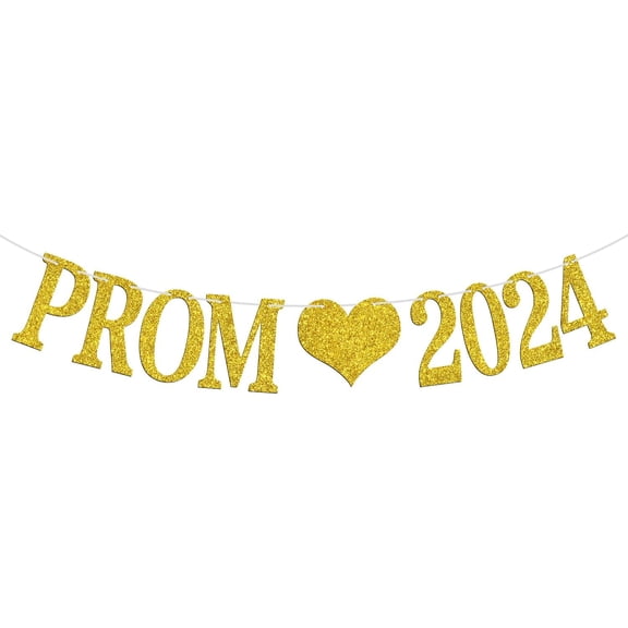 Prom 2024 Banner, 2024 Prom Night Bunting Decorations, Class of 2024 Graduation Party Decorations, College High School Grad Party Supplies, Gold Glitter