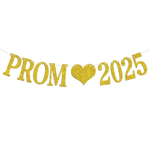 Prom 2025 Banner, 2025 Prom Night Bunting Decorations, Class of 2025 Graduation Party Decorations, College High School Grad Party Supplies, Gold Glitter