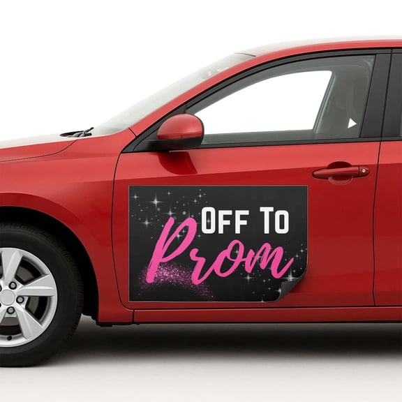 Off to Prom Car Magnet Sign by DC | Flexible Car Magnetic Sheets with Adhesive Backing | 12"x18" Bumper Magnet Sticker for Vehicles, Trucks & Business Advertising Signs | 2 PC | Made in USA
