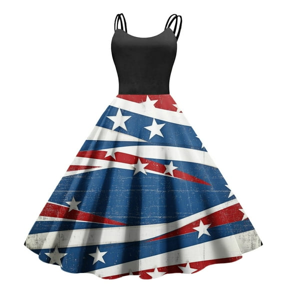 Prom Dress, 4Th Of July 50S Spaghetti Strap Dresses Sexy Sleeveless Punk Retro Cocktail Dress Boho Maxi Hoco Dresses Orange For Women Dresses Linen 2025 Indian Dresses Cocktail (M, Blue) ZMTing