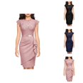 thumbnail image 1 of Prom Dress Holiday Dresses for Women Elegant Floral Lace Ruffle Design Cap Sleeve Party Dress, 1 of 8