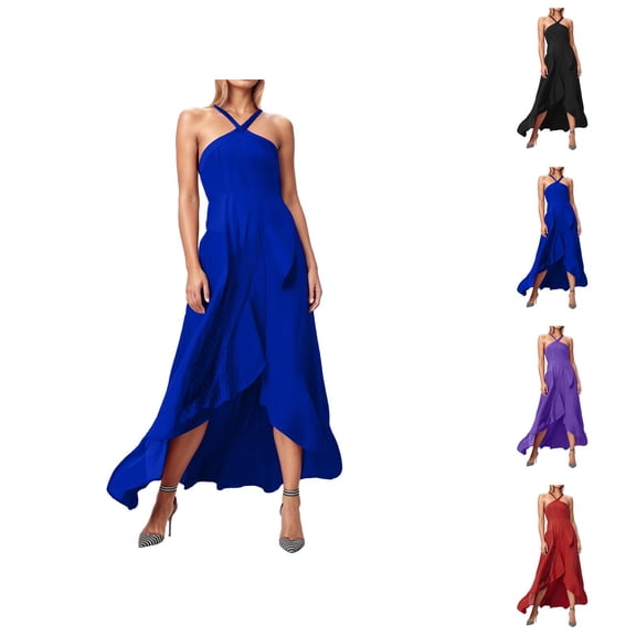 Prom Dress Holiday Party Dresses for Women Casual Dress Flowy Summer Party Dress With Ruffled Straps Elegant Solid Color Daily Wear Comfortable Fit
