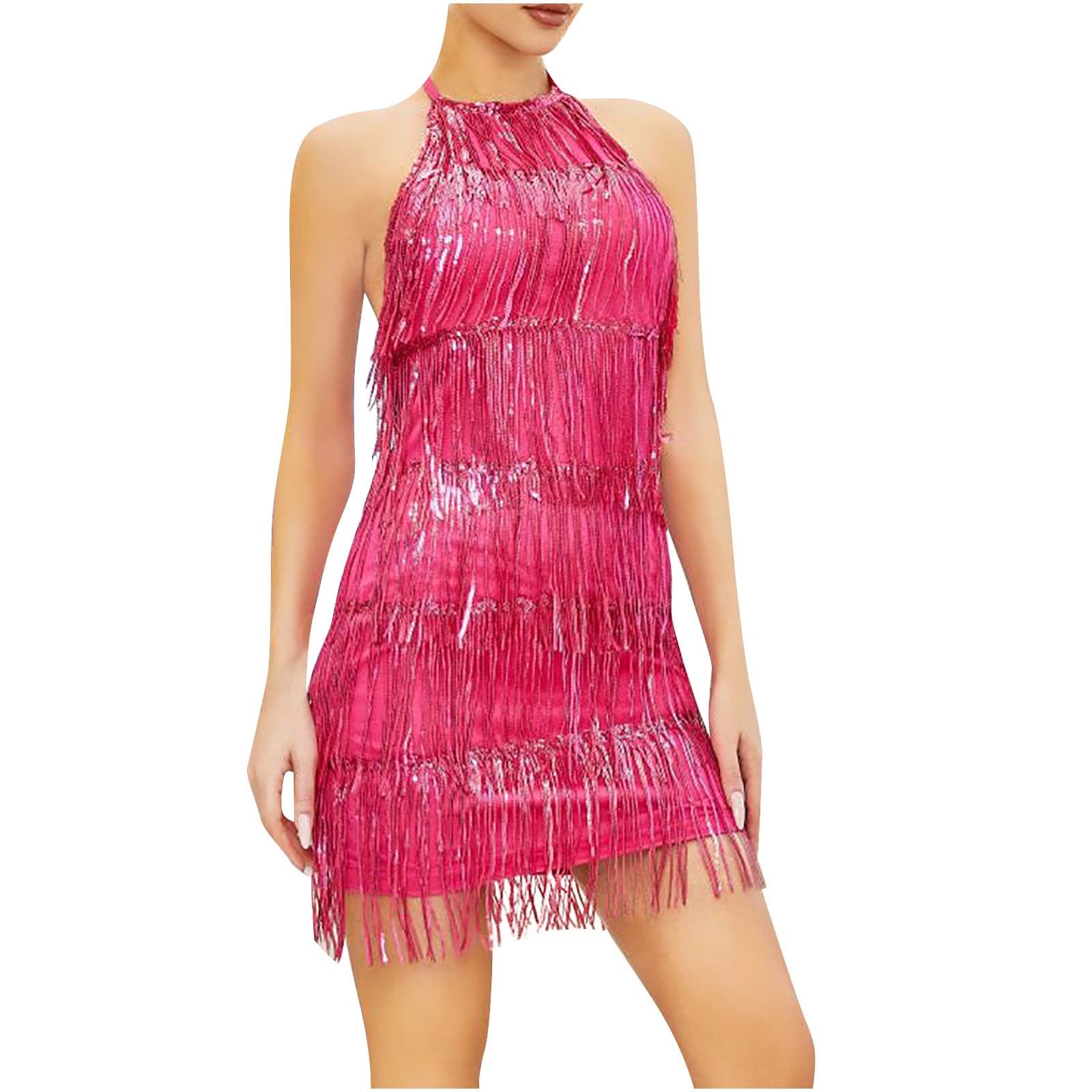 Women's Sequins Dress Glitter Sparkle Sleeveless V Neck Maxi Dresses Cocktail Club Party Dress