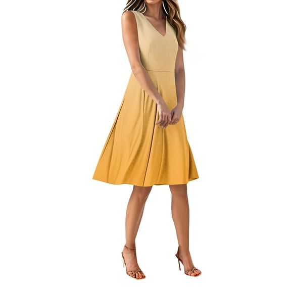 Prom Dresses 2025, Elegant Chiffon Spaghetti Strap V Neck Waist Dress Boho Floral Summer Party Wedding Guest Easter Church 2025 Casual Formal Cocktail Slit Maxi Dress Casual (XXL, Yellow) ZMTing