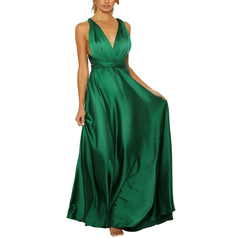 Prom Dresses Ladies Long Sleeve Plus Size Dress for Women Elegant Halter Backless Deb Shops Dress Plus Long Dresses Crisn Satin Spaghetti Party Prom