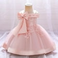 thumbnail image 1 of Prom Dresses for Girls A-Line Birthday Party 6M-3Y Toddlers Kids Cute High Waisted Bowknot Spaghetti Strap Solid Color Performance Dress, 1 of 8