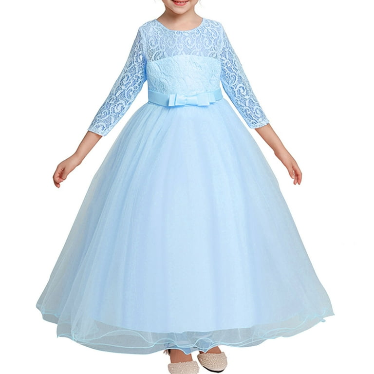 open lace back dress Pink Girls Dress Children's Prom Dress Flower Girl Wedding Dress main image 0