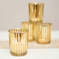 thumbnail image 1 of Prom Lights Gold Party Stripe Glass Votive Candle Holders 2.5 x 2 inch Set of 4, 1 of 1