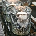 thumbnail image 1 of Prom Lights Mercury Glass Candle Holders 4 inch Silver Aged Set of 6, 1 of 3
