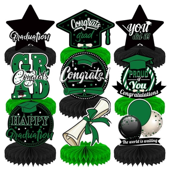 Prom Night 2025 Decor Honeycomb Centerpieces For Congrats Class Of 2025 Graduation High School College Table Decorations And Photography Prop (Green)