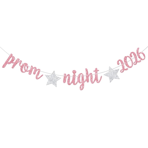 Prom Night 2026 Banner, Prom 2026 Party Decor, 2026 Congrats Grad Decorations, Class of 2026 Graduation Party Decorations, Pink and Silver Glitter