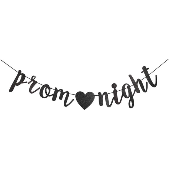 Prom Night Banner, Black Paper Sign For Prom Party Decors, Graduation Party Supplies, Fun Grad
