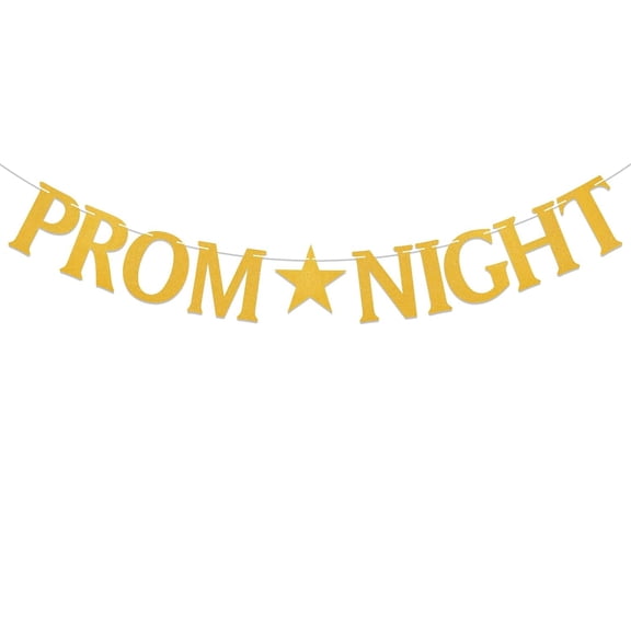 Prom Night Banner - Prom 2025 Decorations, Class of 2025 High School Graduation Prom Night Decorations, Graduation Bunting Garland Gold Glitter