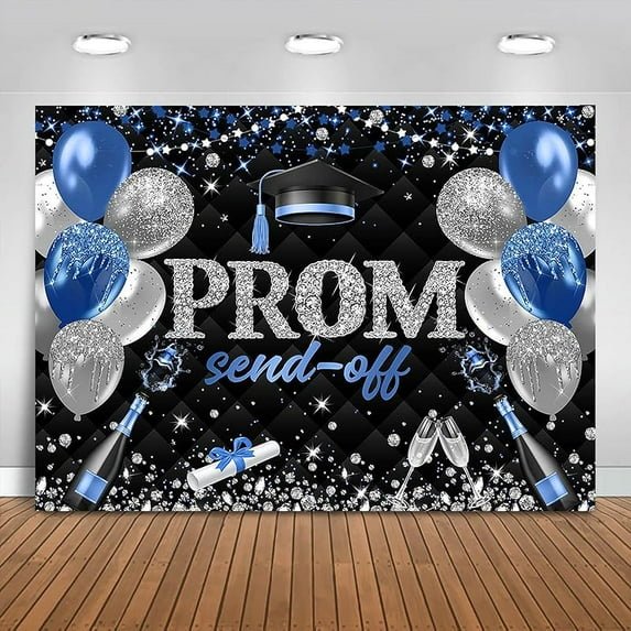 Prom Send Off 2025 Graduation Backdrop Red and Black Class of 2025 Prom Background Party Decorations Congrats Grad Banner Photo Booth Props