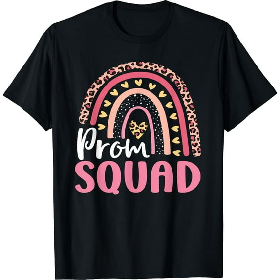 Prom Squad Prom Graduation Leopard Rainbow Party Matching T-Shirt