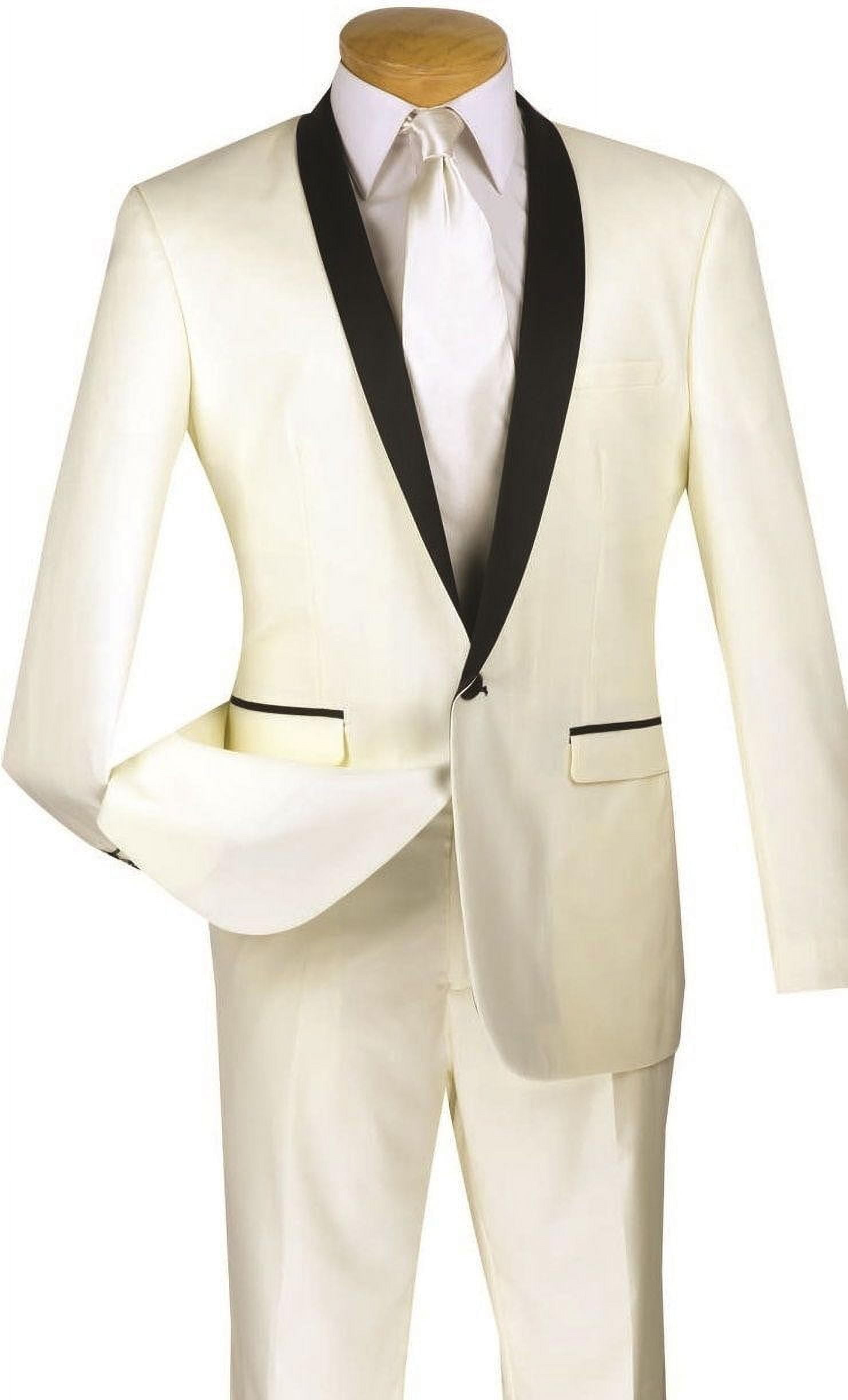Prom Suit for Men Ivory Fitted 1 Button Style Vinci T-SS - Walmart.com