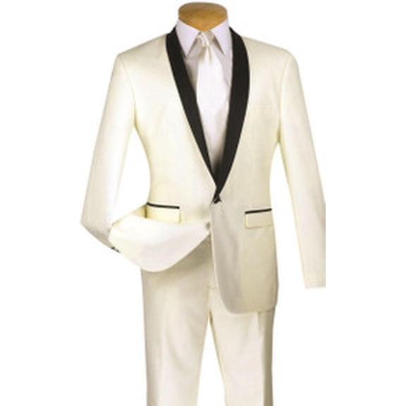 Prom Suit for Men Ivory Fitted 1 Button Style Vinci T-SS