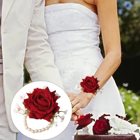 Prom Wedding Corsage Boutonniere Wristlet Floral Accessories for Men Suit Decorations Party Formal Events Elegant Flower Pin