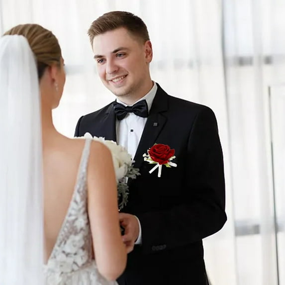 Prom Wedding Corsage Boutonniere Wristlet Floral Accessories for Men Suit Decorations Party Formal Events Elegant Flower Pin