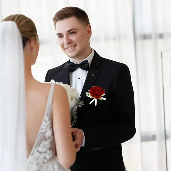 Prom Wedding Corsage Boutonniere Wristlet Floral Accessories for Men Suit Decorations Party Formal Events Elegant Flower Pin