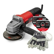 Promaker 6.5-Amp Power Angle Grinder 4-1/2 inch with Protection Googles, Pair of gloves, Two grinding Wheels, Box, and two 2 extra Carbon brushes 115mm 750W. PRO-ES750KIT.