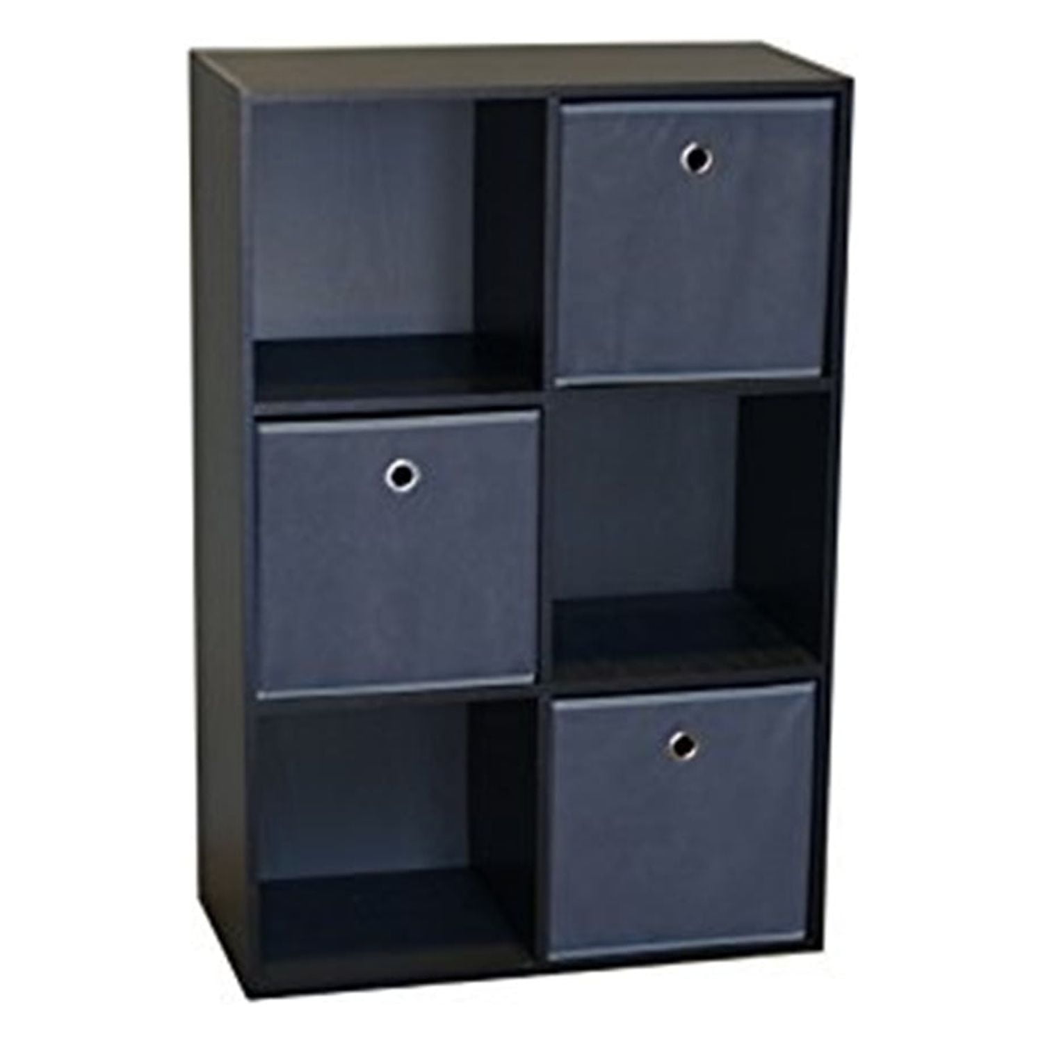 Black Adjustable Stackable 6-Cell Storage Cube Organizer