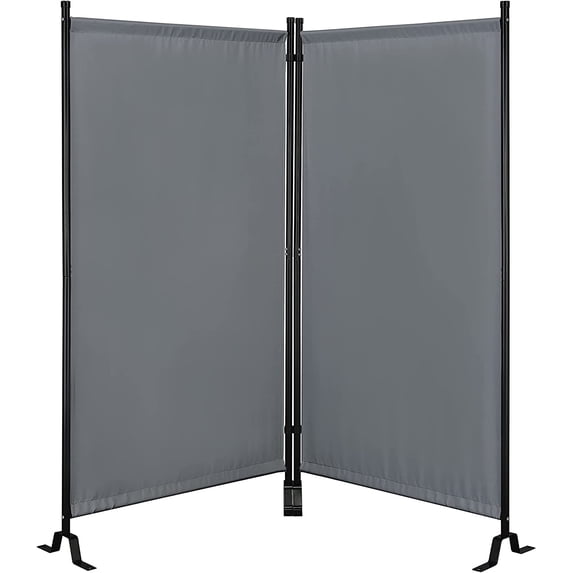 Proman Products FS17185 Galaxy II Indoor/Outdoor Room Divider (2-Panels, 36" with Panel), Water Repellent Fabric, Metal Frame, 74.25" W x 12" D x 71" H, Gray