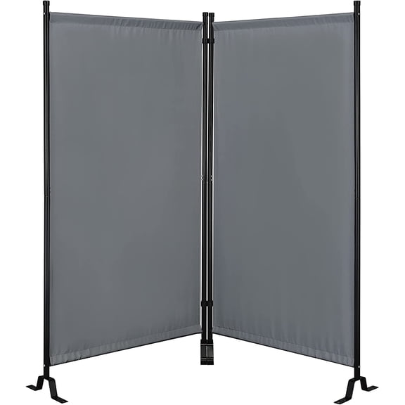 Proman Products FS17185 Galaxy II Indoor/Outdoor Room Divider (2-Panels, 36" with Panel), Water Repellent Fabric, Metal Frame, 74.25" W x 12" D x 71" H, Gray