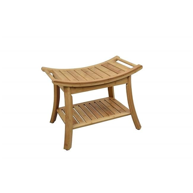 Kyoto Natural Bamboo 24'' Shower and Entryway Bench with Grip Arms