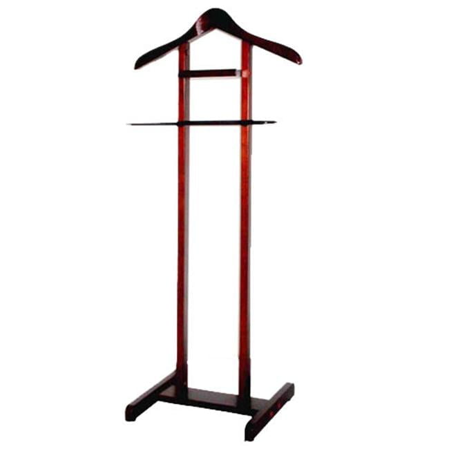 Lancaster Dark Mahogany Wood Valet Stand with Black Hardware
