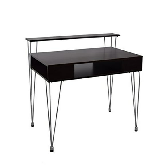 Proman Products Writing Desk with Metal Legs in Ebony
