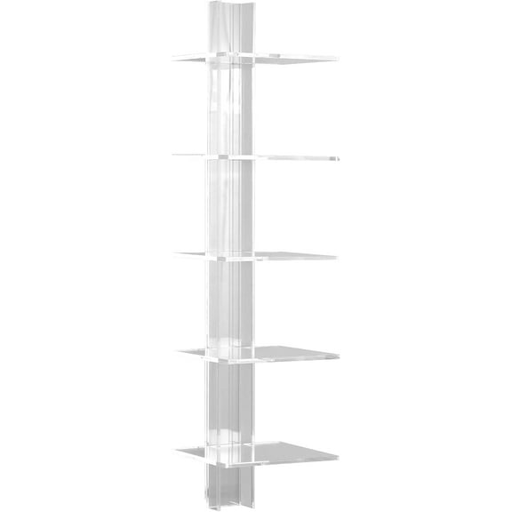 Proman Products Mounted Spine Bookshelf,Wall Mounted Shelves, Spine Book Tower Decor, 8" D x 9.5" W x 37" H, Clear Acrylic